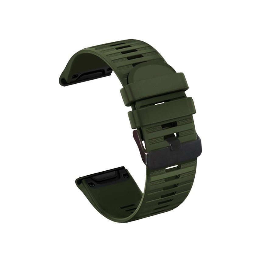 RhinoTech řemínek pro Garmin QuickFit silikonový outdoor 26mm tmavě zelený2 