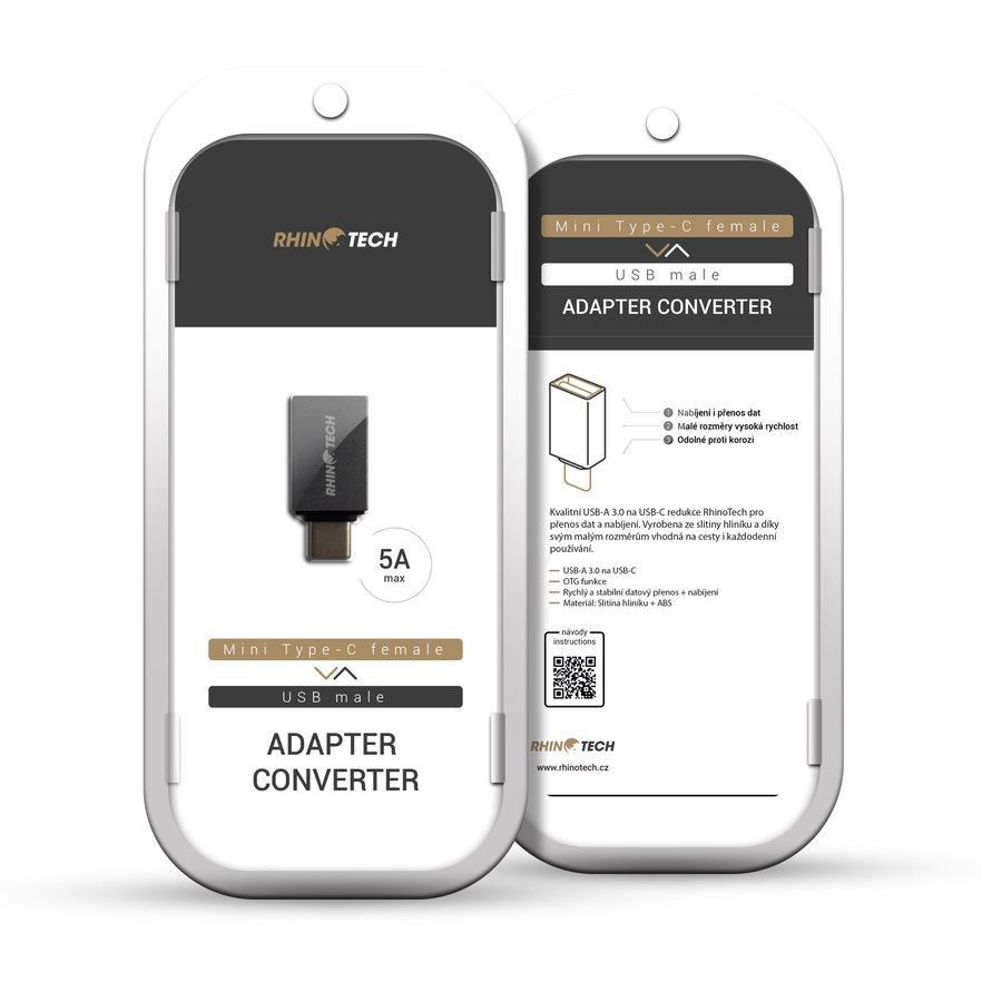RhinoTech redukce USB-C (M) na USB-A (F),  OTG,  černá3 