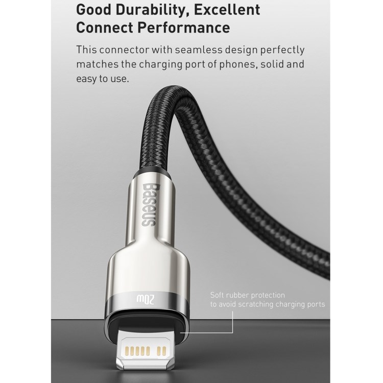 Baseus Cafule Series USB-C na Lightning PD 20W 2m nabíjací/ dátový kábel,  čierny2 