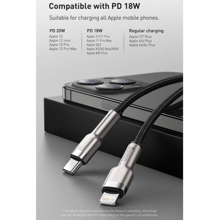 Baseus Cafule Series USB-C na Lightning PD 20W 2m nabíjací/ dátový kábel,  čierny4 