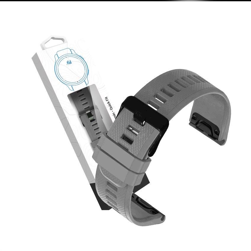 RhinoTech řemínek pro Garmin QuickFit sportovní silikonový 26mm šedý2 