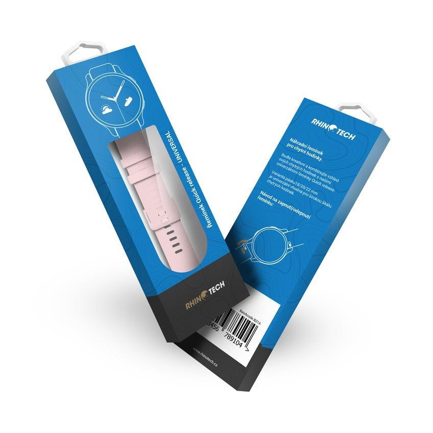 RhinoTech univerzální silikonový řemínek Quick Release 18mm,  světle růžová5 