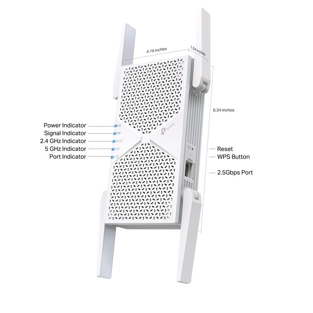 TP-Link RE405BE EasyMesh WiFi7 Extender/ Repeater (BE6500, 2, 4GHz/ 5GHz, 1x2, 5GbELAN)0 