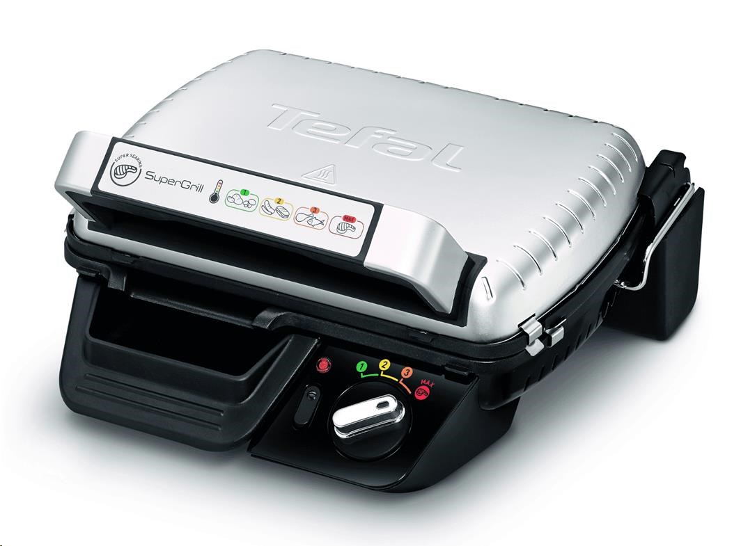 Tefal Supergrill Standard GC450B32 elektrický gril,  2000 W,  kontaktní,  digitální časovač,  odnímatelný tác na šťávu2 