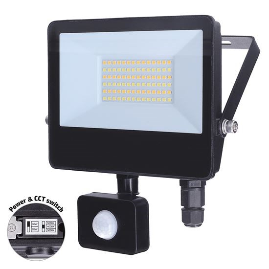Solight LED reflektor se senzorem TOP,  30W,  max. 3900lm,  3CCT,  volitený výkon 100/ 66%,  IP65,  rychlospojka0 