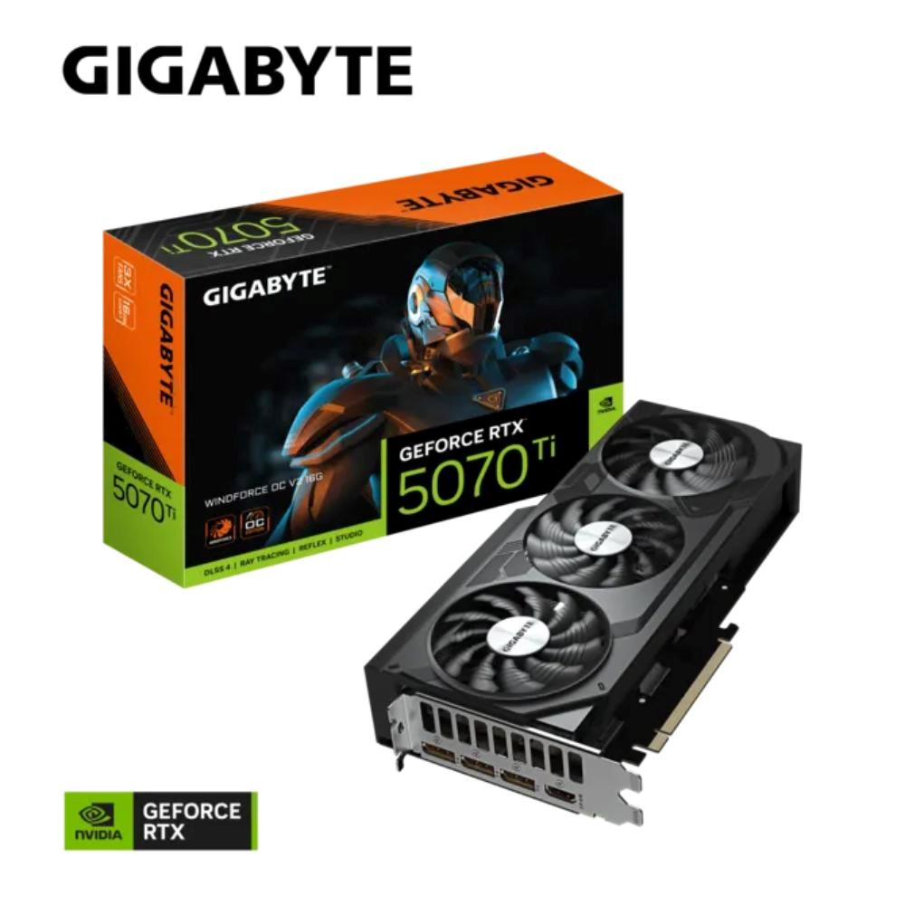 GIGABYTE VGA NVIDIA GeForce RTX 5070 Ti WINDFORCE OC V2 16G,  16G GDDR7,  3xDP,  1xHDMI9 