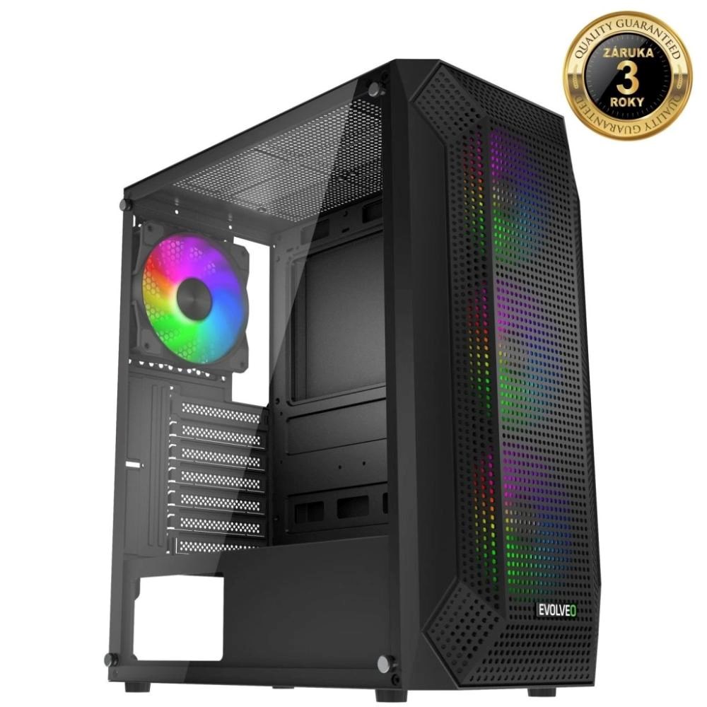 EVOLVEO Xenon,  skříň ATX,  4x ARGB ventilátor 120mm,  přední panel airflow mesh,  černá0 