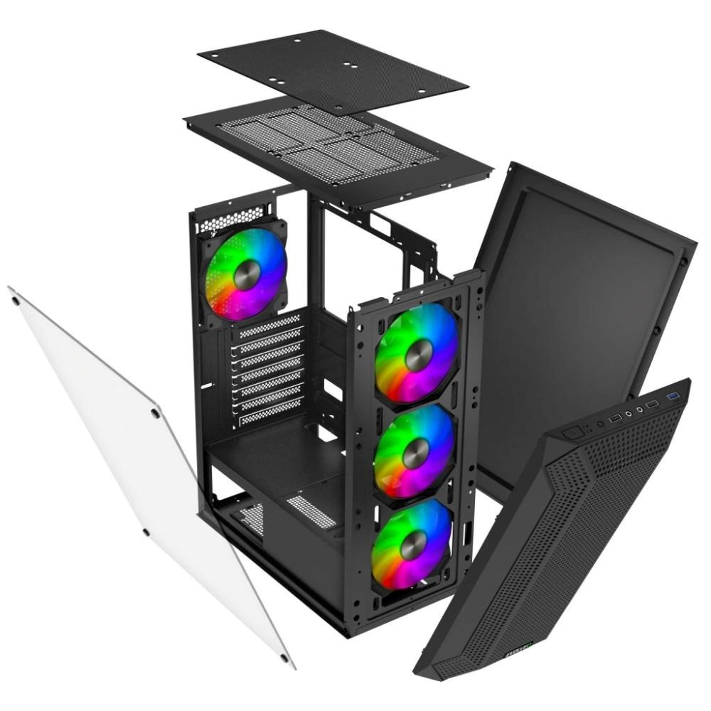 EVOLVEO Xenon,  skříň ATX,  4x ARGB ventilátor 120mm,  přední panel airflow mesh,  černá7 