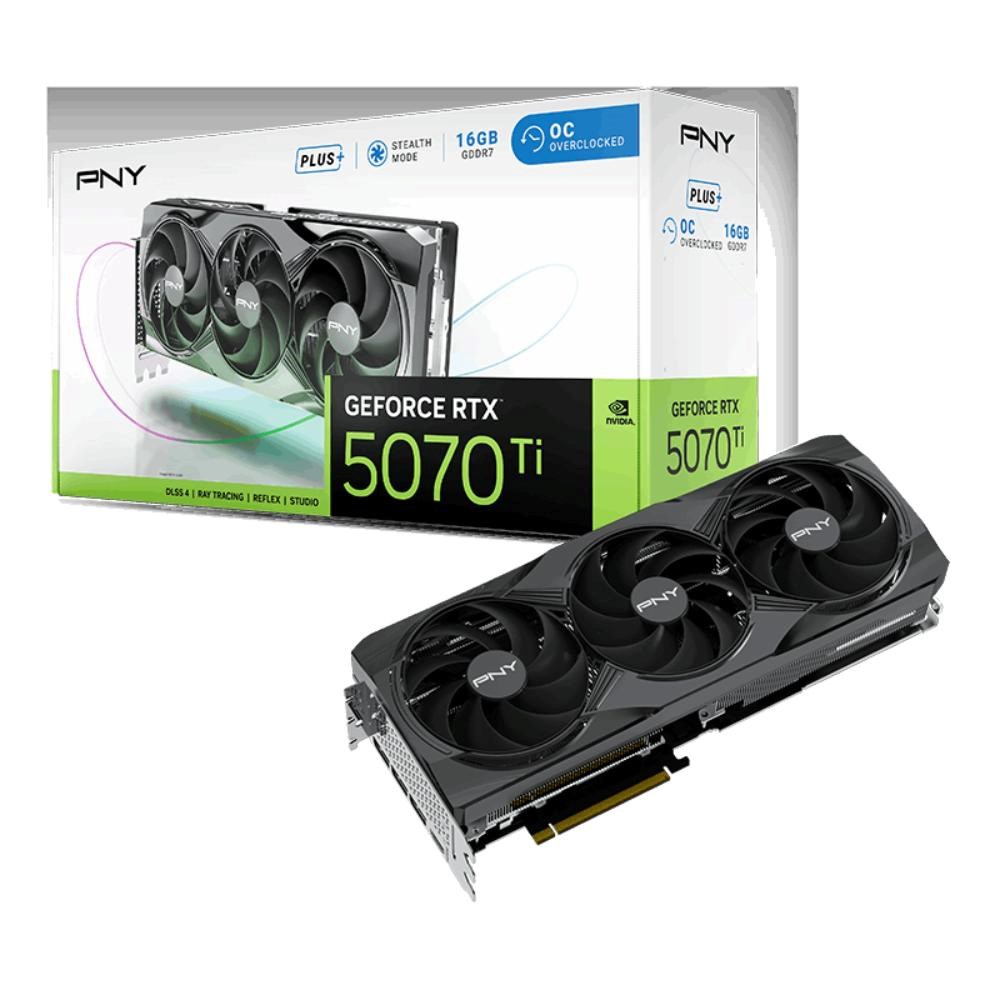 PNY VGA Nvidia GeForce RTX 5070 Ti 16GB Triple Fan Plus OC,  RTX 5070 Ti OC,  16GB GDDR7,  3xDP,  1xHDMI0 