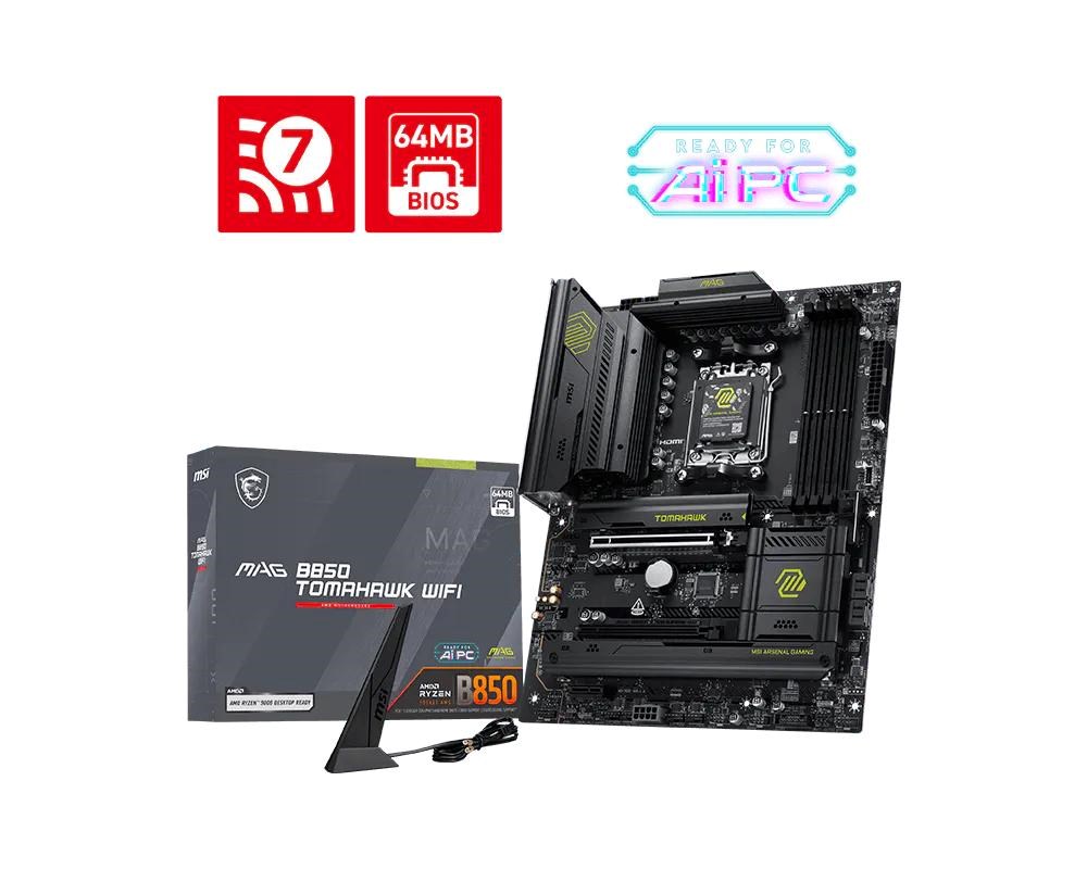 MSI MB Sc AM5 MAG B850 TOMAHAWK WIFI,  AMD B850,  4xDDR5,  WiFi,  1xHDMI0 