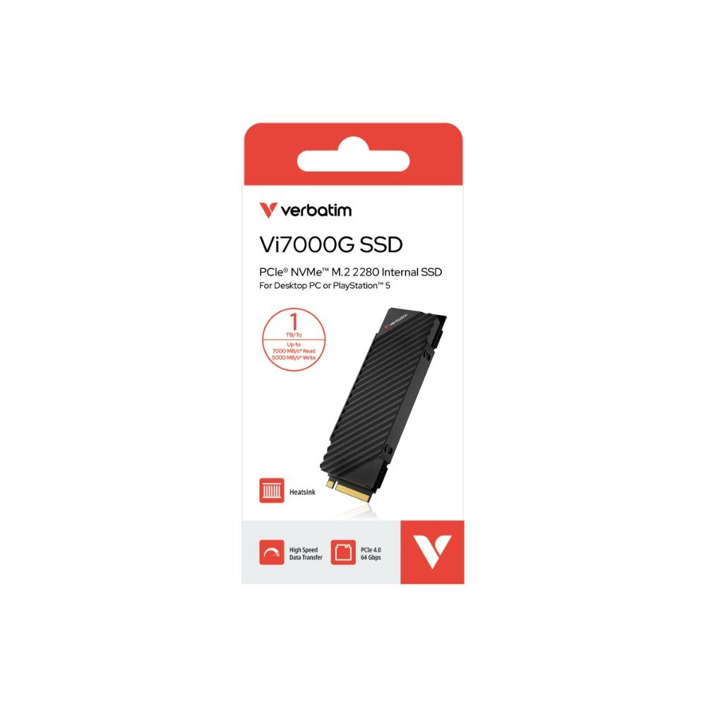 VERBATIM SSD Vi7000G Internal PCIe NVMe M.2 SSD 1TB ,  W 5500/  R 7400MB/ s1 