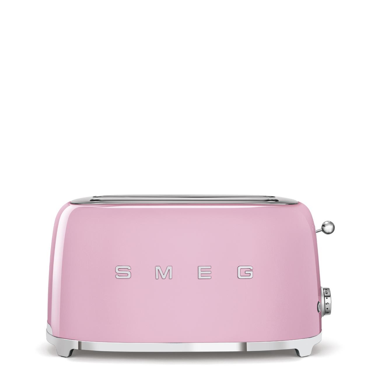 Smeg TSF02PKEU, toustovač / topinkovač, 4 toasty, 6 úrovní opékání, zásuvka na drobky, styl. 50. let, růžový0 