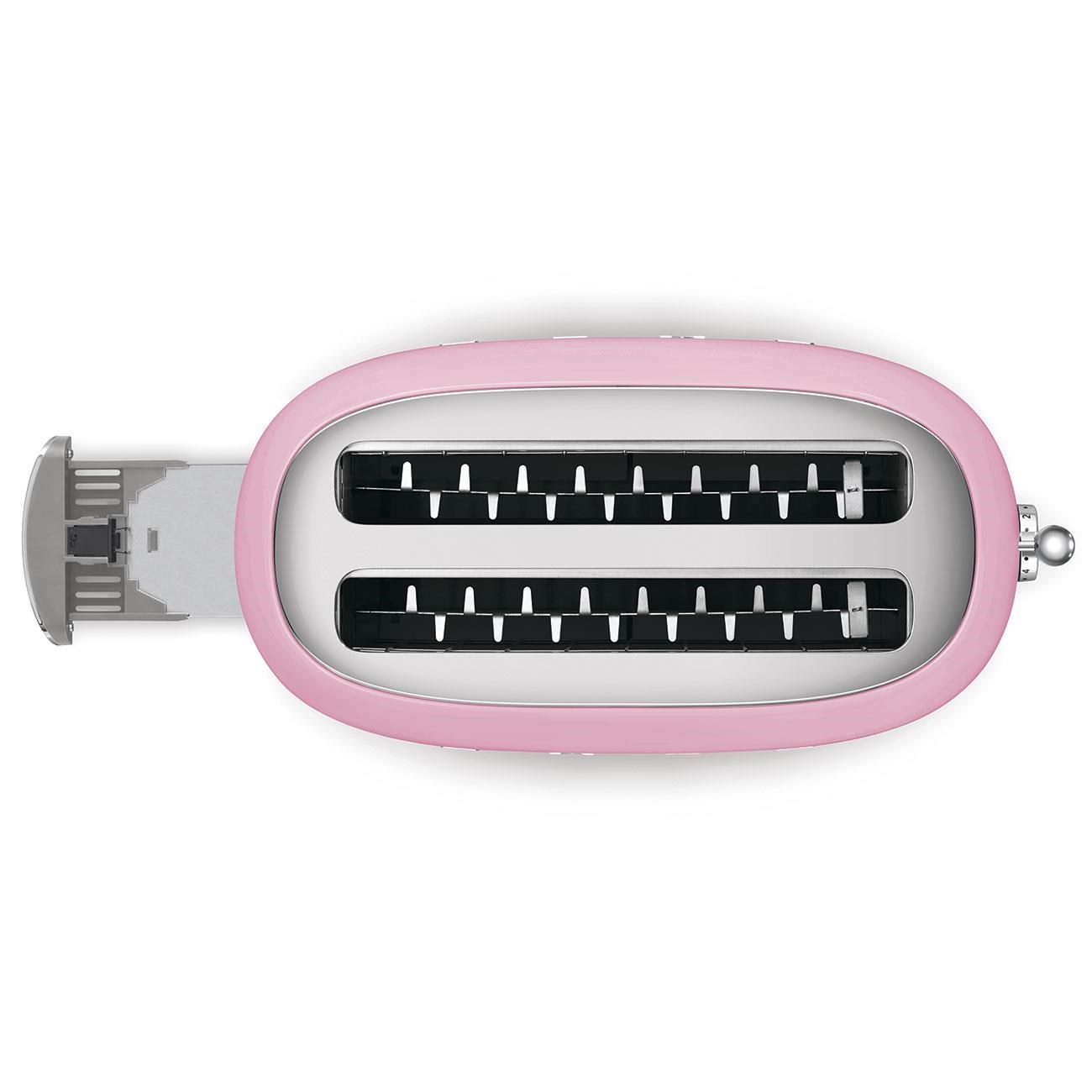 Smeg TSF02PKEU, toustovač / topinkovač, 4 toasty, 6 úrovní opékání, zásuvka na drobky, styl. 50. let, růžový1 
