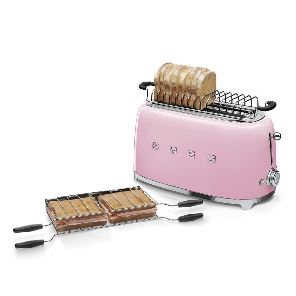 Smeg TSF02PKEU, toustovač / topinkovač, 4 toasty, 6 úrovní opékání, zásuvka na drobky, styl. 50. let, růžový3 