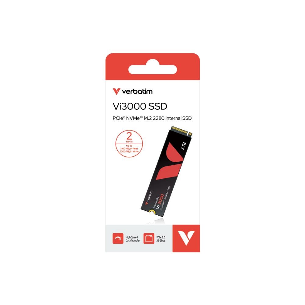 VERBATIM SSD Vi3000 Internal PCIe NVMe M.2 SSD 2TB ,  W 3000/  R 3300 MB/ s4 