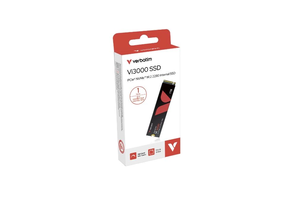 VERBATIM SSD Vi3000 Internal PCIe NVMe M.2 SSD 1TB ,  W 3000/  R 3300 MB/ s4 