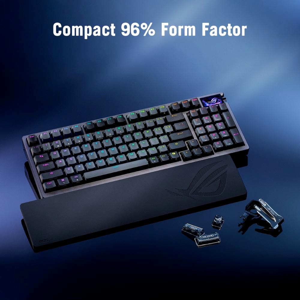 ASUS klávesnice ROG Azoth 96 HE,  Mechanická,  Bezdrátová,  BT,  RF 2.4GHz,  CZ/ SK,  černá8 