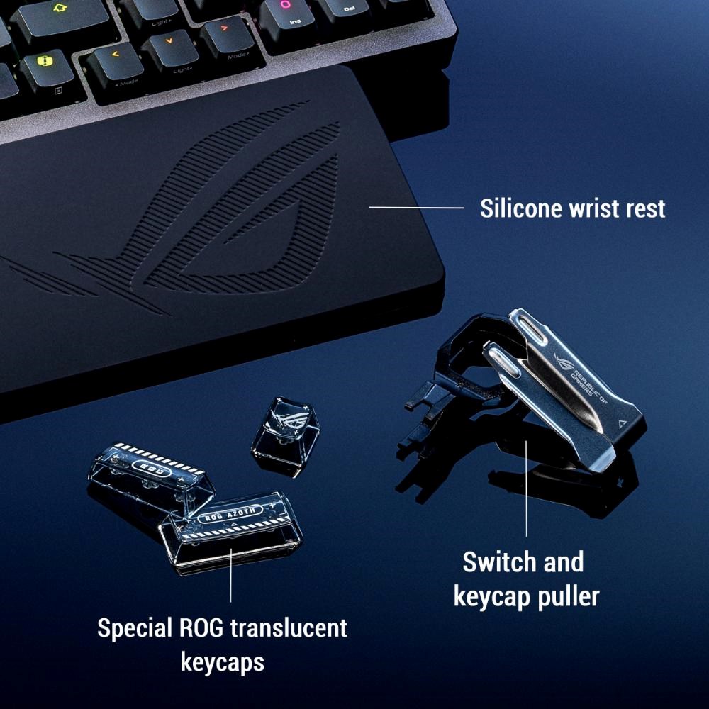 ASUS klávesnice ROG Azoth 96 HE,  Mechanická,  Bezdrátová,  BT,  RF 2.4GHz,  CZ/ SK,  černá10 