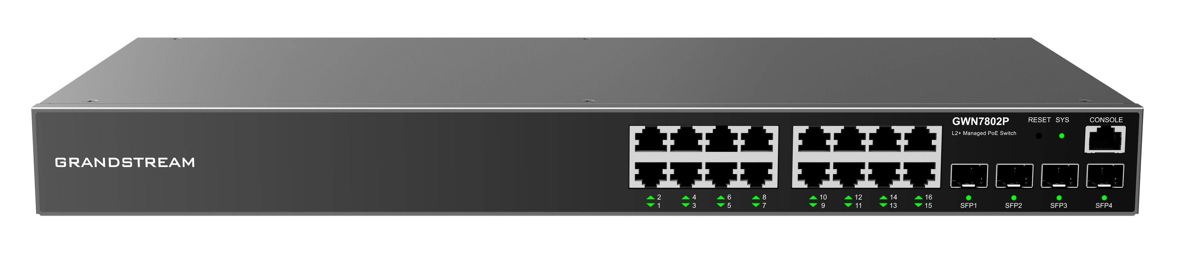 Grandstream GWN7802P Layer 2+ Managed Network PoE Switch 16 portů /  4 SFP4 
