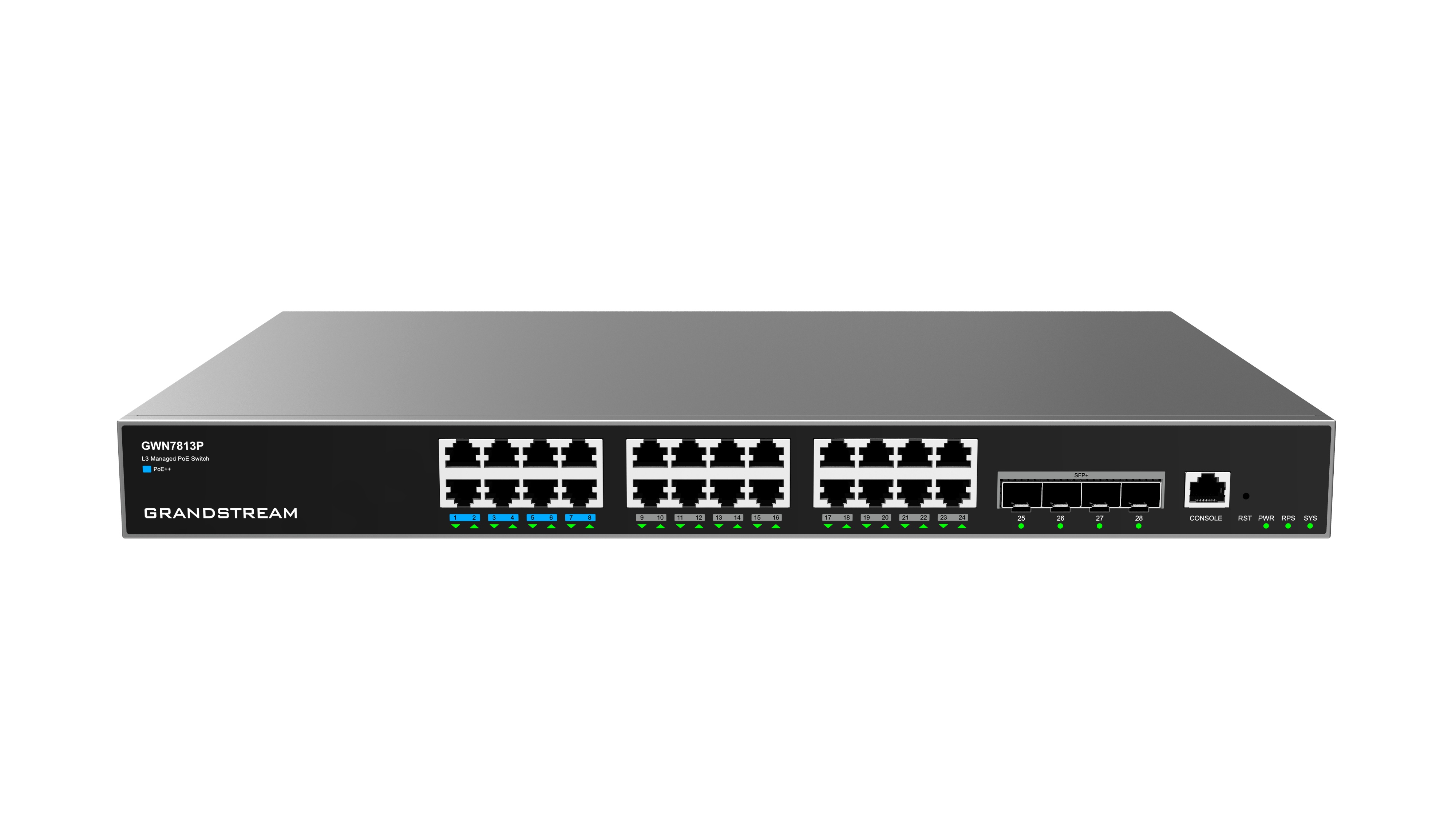 Grandstream GWN7813P Layer 3 Managed Network PoE Switch,  24 portů /  4 SFP+0 