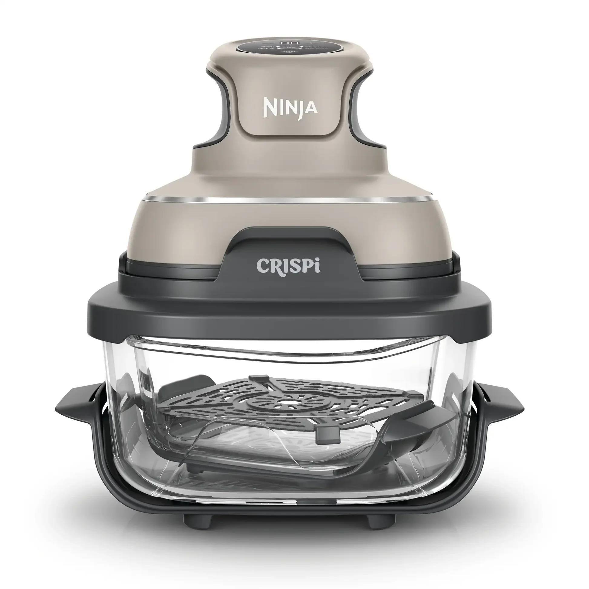 Ninja FN101EUST Crispi,  přenosná horkovzdušná fritéza,  4v1,  šedá,  příkon 1700 W,  skleněné nádoby 1, 4 l a 3, 8 l,  bez PFAS0 