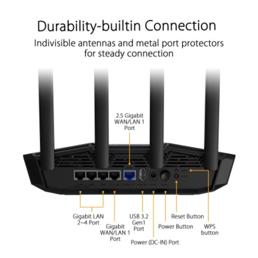 ASUS Herní Router TUF-BE3600 V2 Wifi 7 Router,  2x WAN,  3x LAN,  AiMesh0 