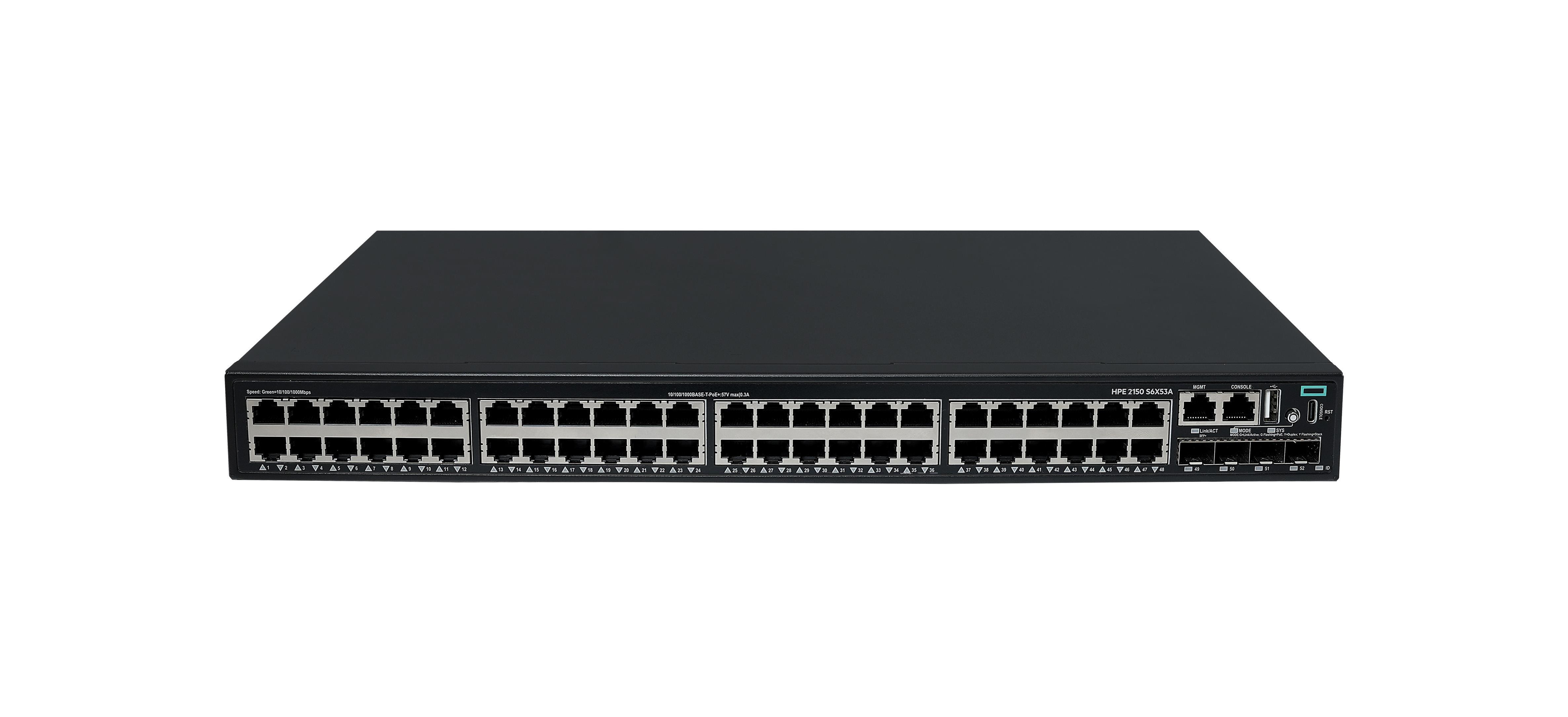 HPE Networking CW 2150 48p 10M/ 100M/ 1G PoE+ 4p SFP+ 1G/ 10G 390W Switch3 