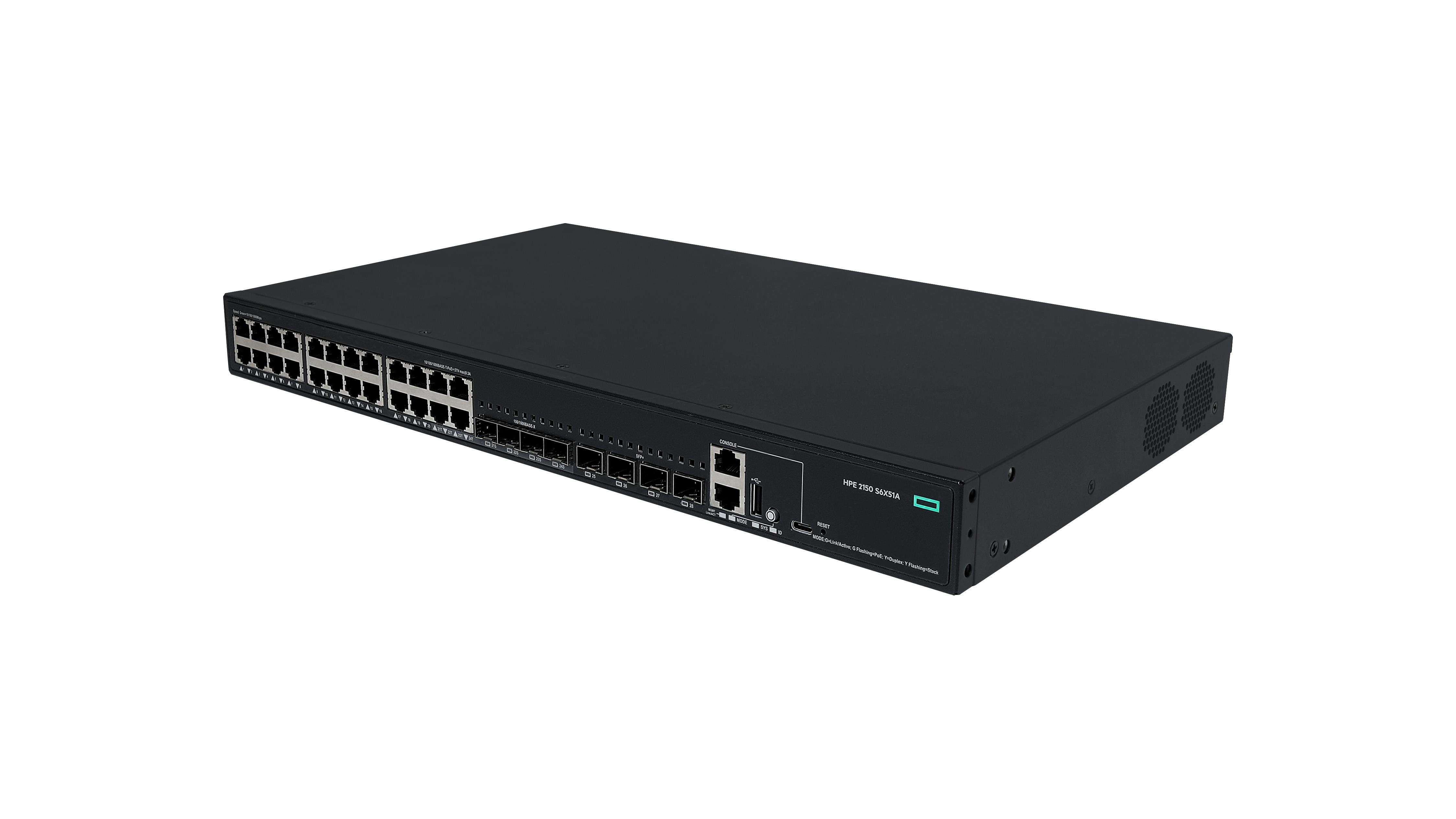 HPE Networking CW 2150 24p 10M/ 100M/ 1G PoE+ 4p SFP 1G Combo 4p SFP+ 1G/ 10G 405W Switch1 