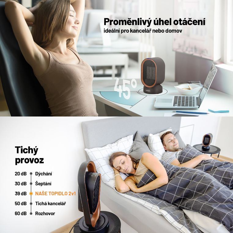 Lauben Desk Fan&Heater 2in1 600BB - Poškozený obal (Komplet)2 