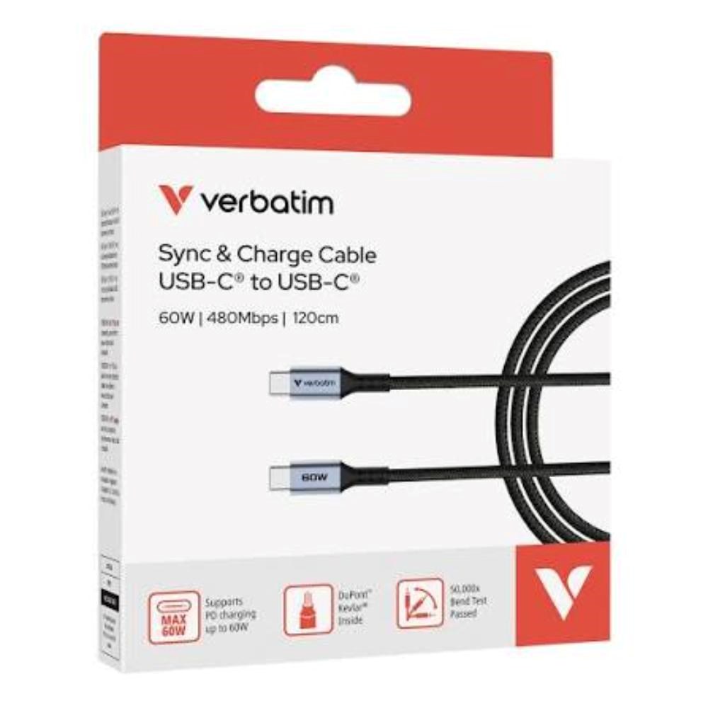 VERBATIM Kabel USB-C Sync & Charge,  60W,  120cm2 