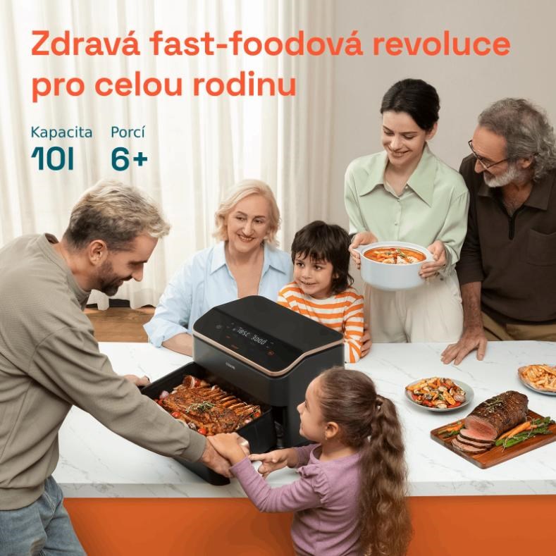 Cosori Dual Blaze TwinFry chytrá horkovzdušná fritéza 10 L,  keramika,  černá10 