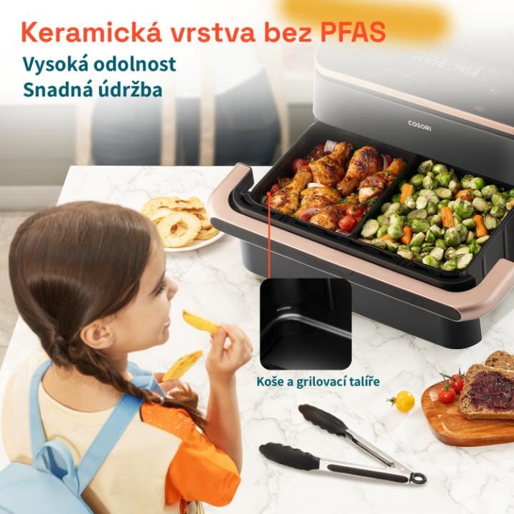 Cosori Dual Blaze TwinFry chytrá horkovzdušná fritéza 10 L,  keramika,  černá2 