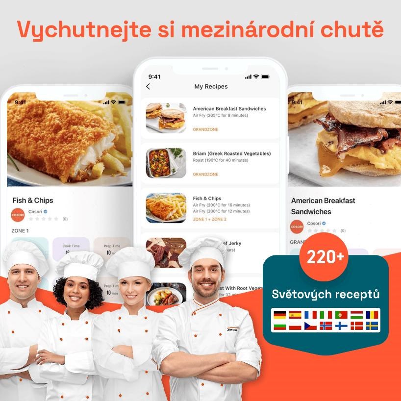 Cosori Dual Blaze TwinFry chytrá horkovzdušná fritéza 10 L,  keramika,  černá5 