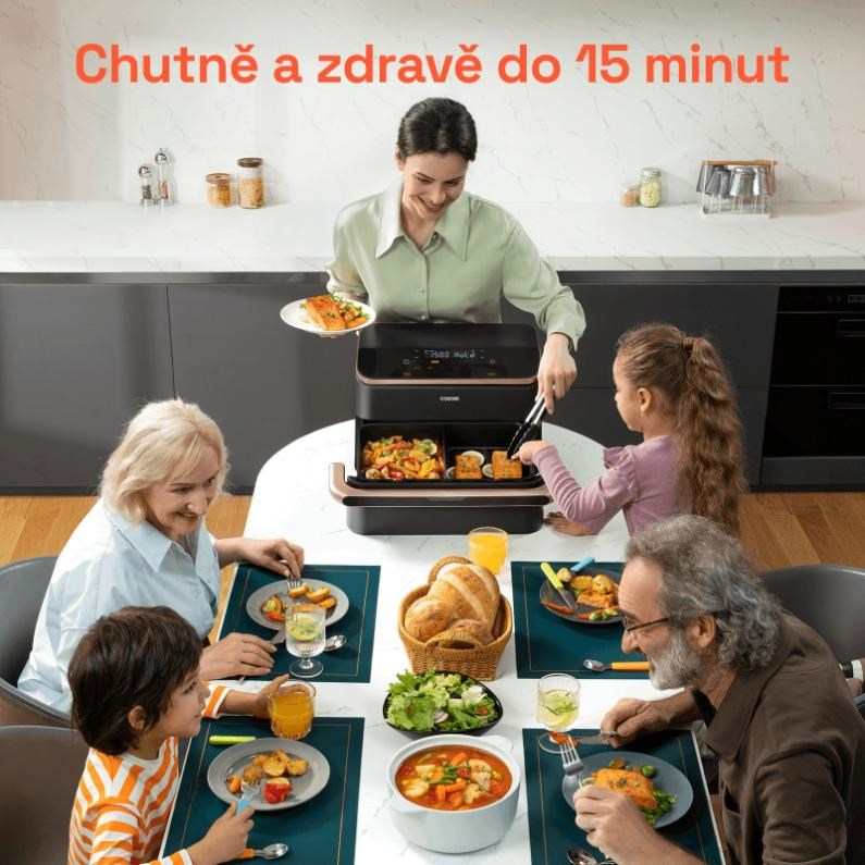 Cosori Dual Blaze TwinFry chytrá horkovzdušná fritéza 10 L,  keramika,  černá0 