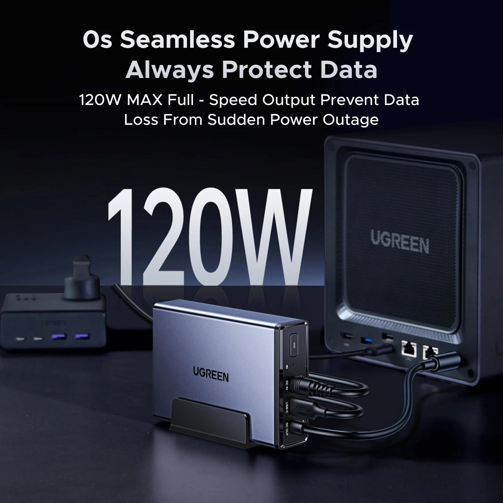 UGREEN US3000 UPS zdroj a přepěťová ochrana pro UGREEN NASync (120W,  12000mAh)4 