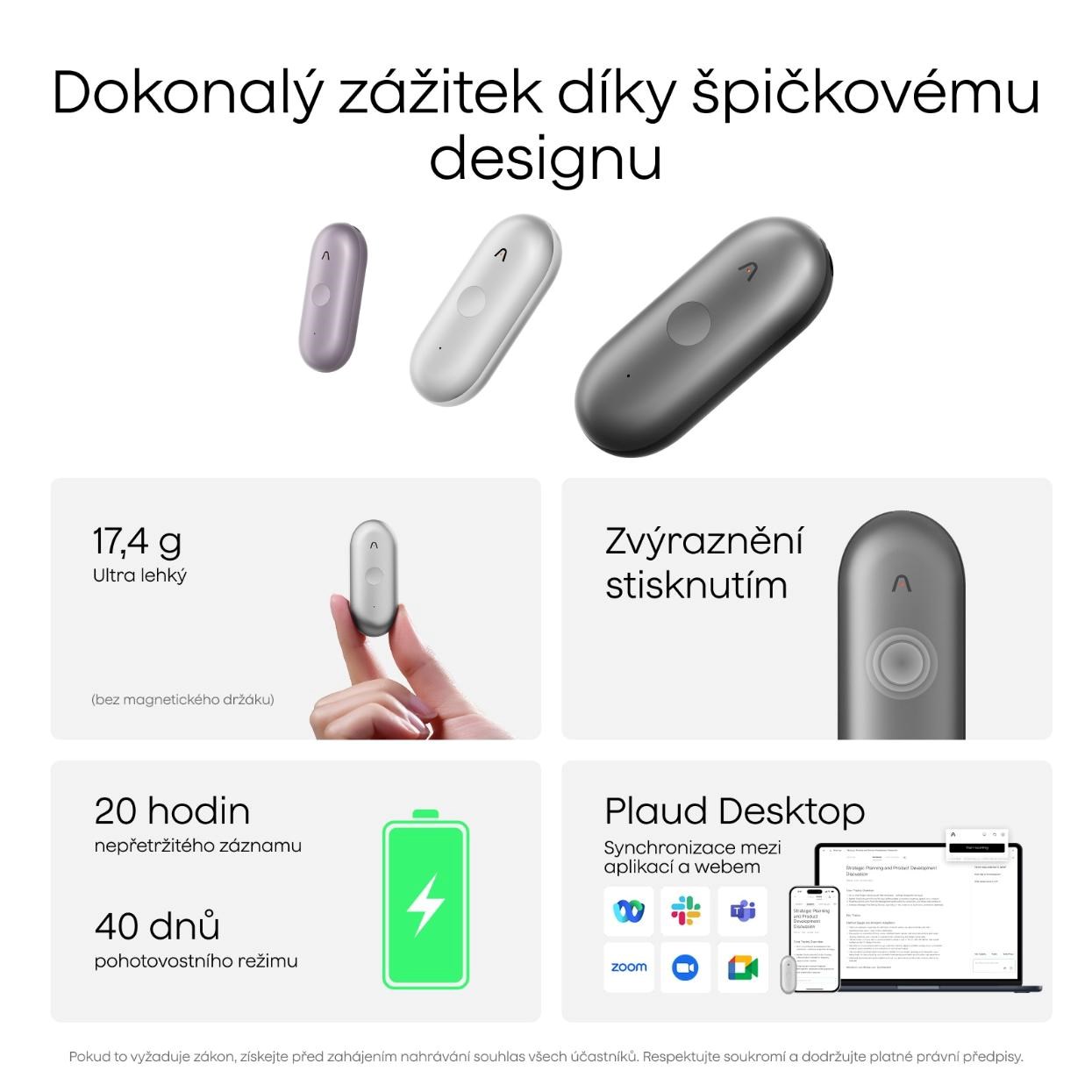 PLAUD Note Pin S Black - AI hlasový záznamník + náramek a šňůrka na krk1 
