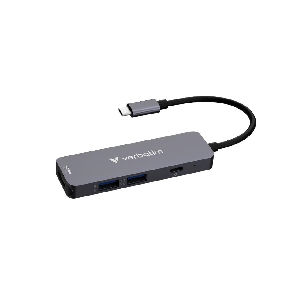 VERBATIM Dokovací stanice USB-C,  4v1,  HDMI,  USB-C PD,  USB 3.0,  USB 2.0,  šedá1 