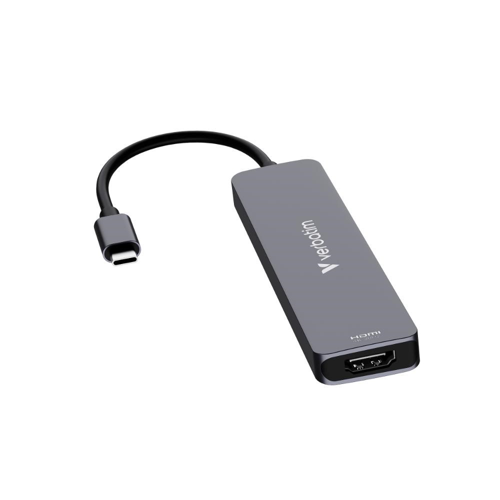 VERBATIM Dokovací stanice USB-C,  7v1,  HDMI,  USB-C PD,  USB-C,  2xUSB 3.0,  SD a microSD,  šedá0 