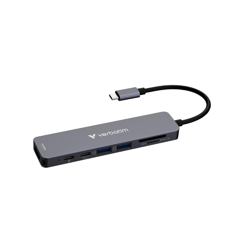 VERBATIM Dokovací stanice USB-C,  7v1,  HDMI,  USB-C PD,  USB-C,  2xUSB 3.0,  SD a microSD,  šedá1 