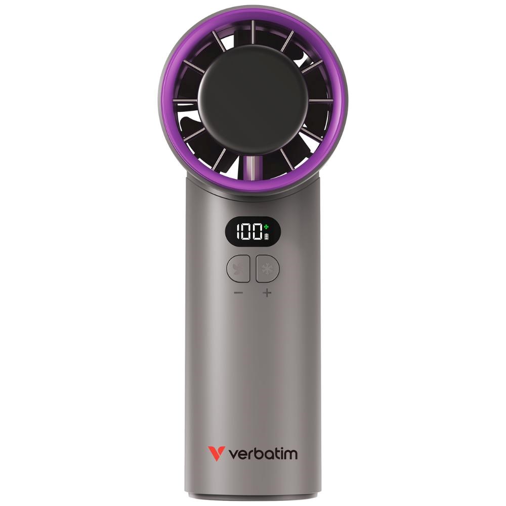 VERBATIM ruční ventilátor Cool "n" Go Ice Touch,  USB-C,  šedá/ fialová0 