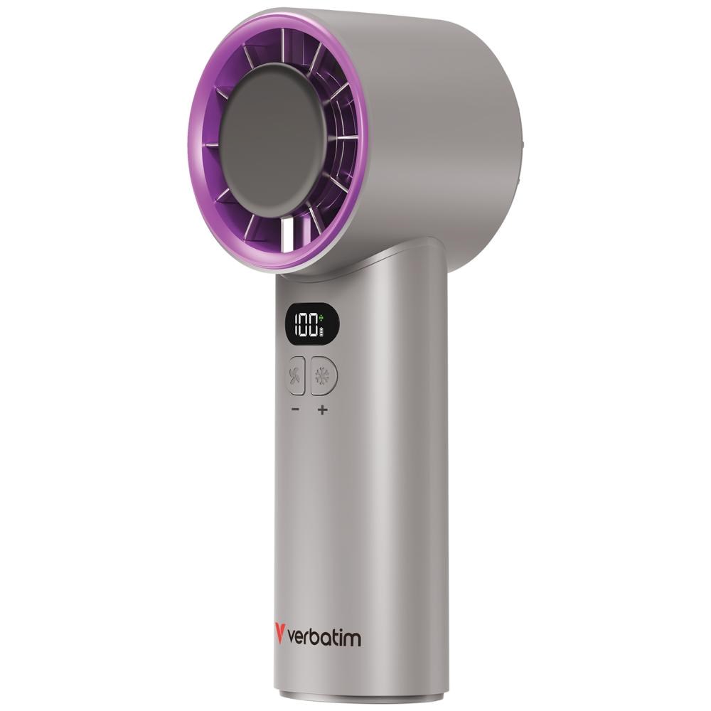 VERBATIM ruční ventilátor Cool "n" Go Ice Touch,  USB-C,  šedá/ fialová1 