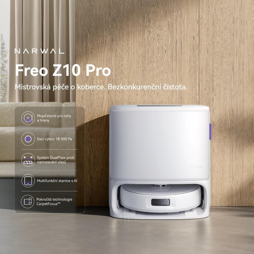 Narwal Freo Z10 Pro white - AI robotický vysavač s rotačním mopem a samočistící stanicí5 