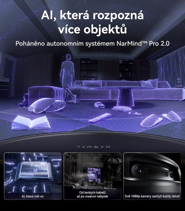 Narwal Flow2 compact station - AI robotický vysavač s pásovým mopem a samočistící stanicí s napojením na odpad3 