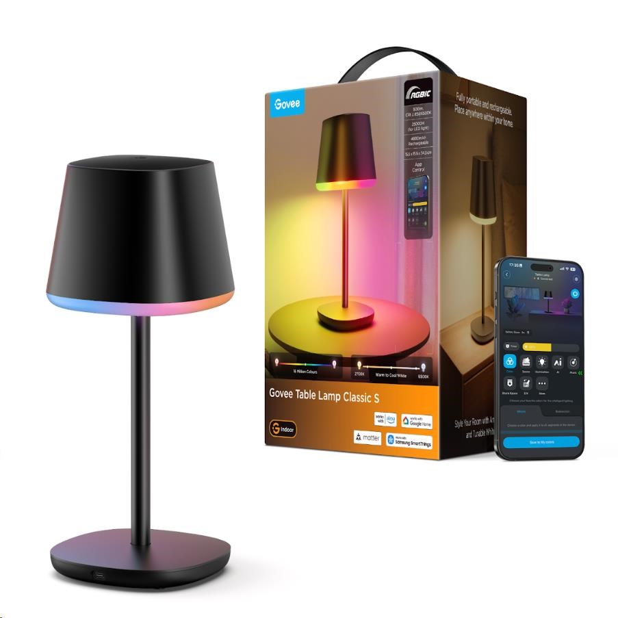 Govee Table Lamp Classic S RGBICWW stolní lampa,  Matter0 