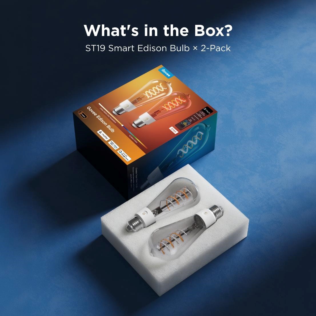 Govee Smart žárovka ST64 RGBWW 5W-40W 500lm E27 Long Life,  Matter (2ks)9 
