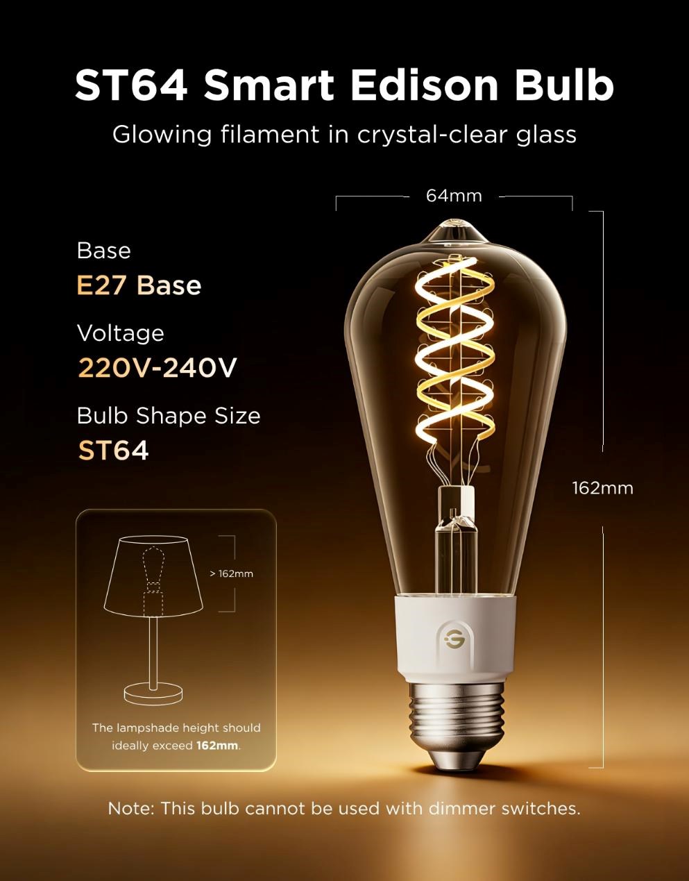 Govee Smart žárovka ST64 RGBWW 5W-40W 500lm E27 Long Life,  Matter (2ks)6 