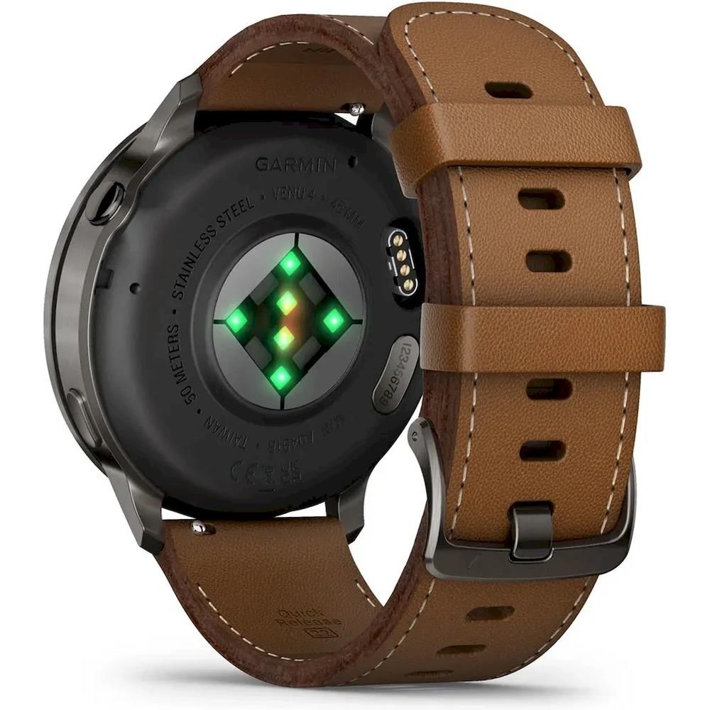 Garmin Venu 4 (45 mm) Slate /  Černý silikonový řemínek a Hnědý kožený řemínek,  EU5 