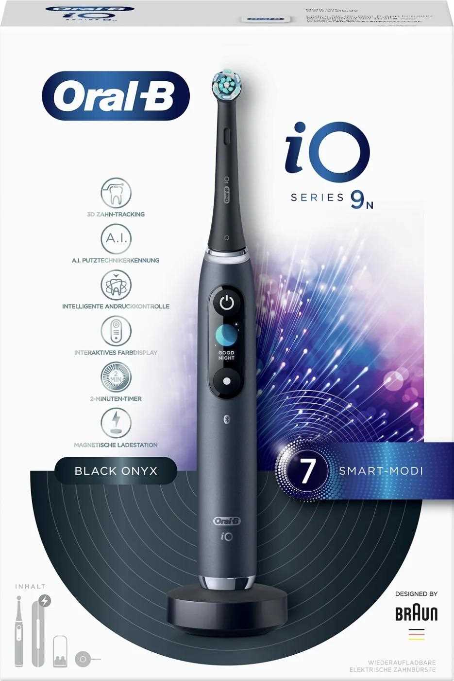 Oral-B iO Series 9 Black Onyx elektrický zubní kartáček,  magnetický,  senzor tlaku,  7 režimů,  OLED displej,  AI,  černý2 