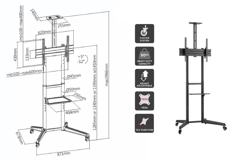 Tv stojan s policemi Fiber Mounts Lutar-2
2 