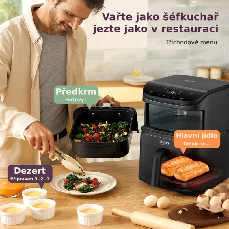 Cosori Turbo Tower horkovzdušná fritéza 10, 8 L,  keramika,  černá4 